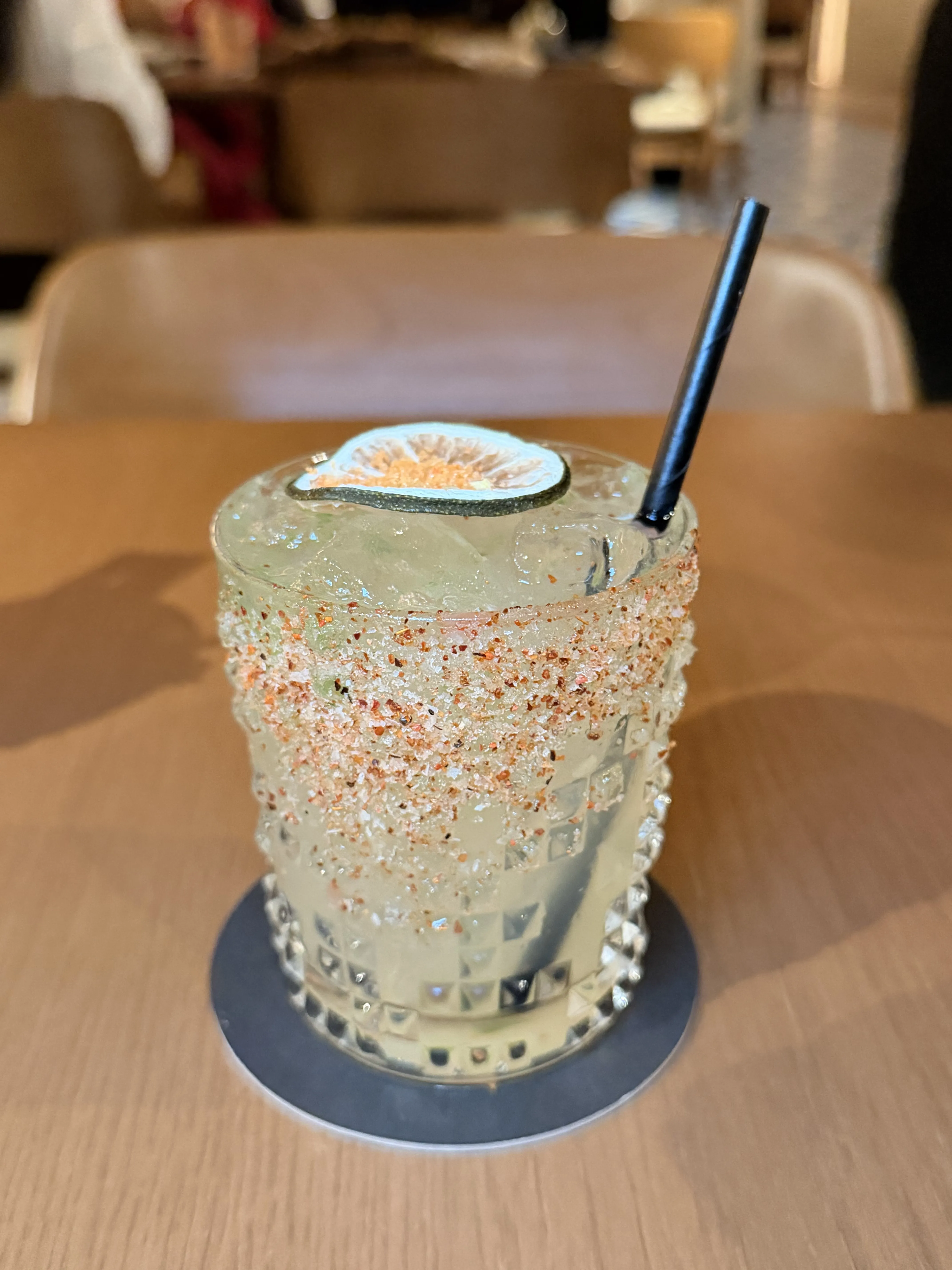 El Rey cocktail with spiced rim garnish